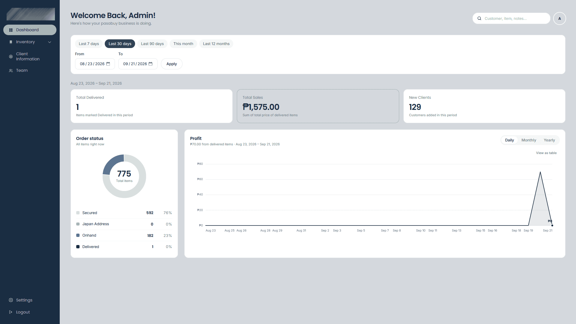 Japan Pasabuy Inventory System — screenshot 2